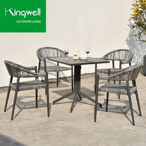 Mobilier d'extérieur, ensemble de terrasse en aluminium, <span class=keywords><strong>table</strong></span> de jardin en métal et 4 chaises longues pour café - Product Image 2