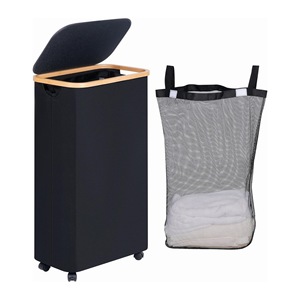 <b>Basket</b> with Sliding Pulley <b>Foldable</b> Design Lid for Convenient Bedroom Storage of Dirty Clothes - Product Image 2