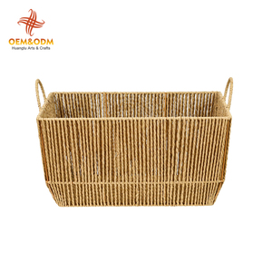 Paniers de rangement rectangulaires en paille et <span class=keywords><strong>plastique</strong></span>, faits à la main, grande capacité, style moderne, pour la maison et la décoration - Product Image 2