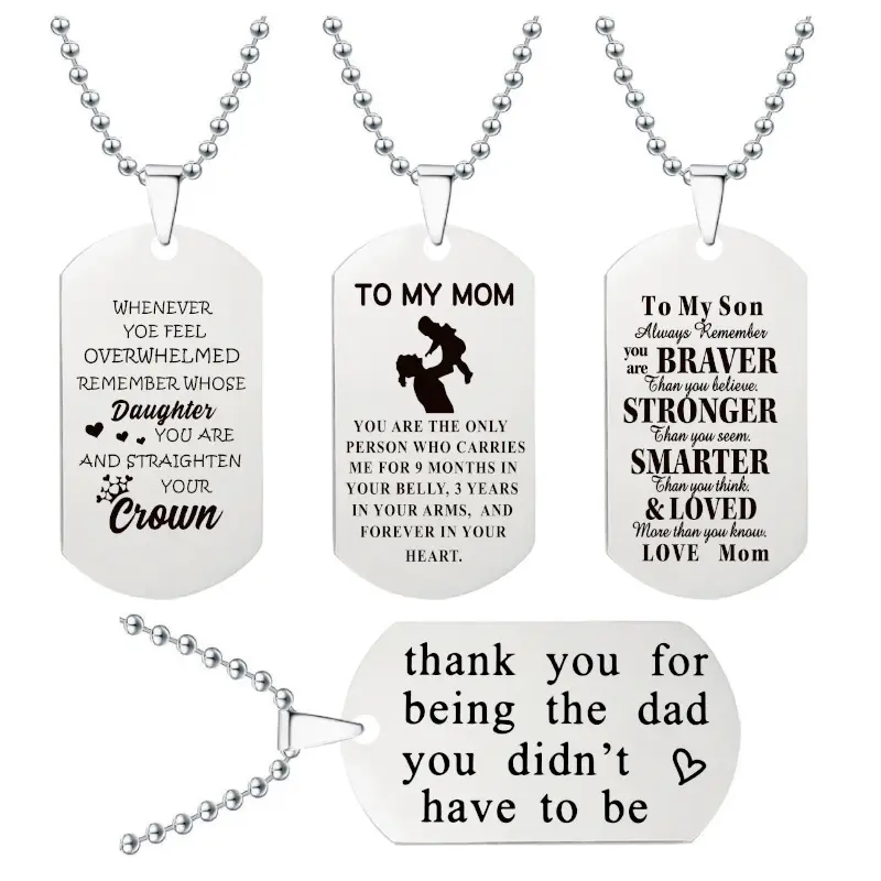 Untuk Liontin Kalung Anak Laki-laki/Perempuan Kami Cinta Ayah Ibu Kalung Militer Hadiah Kelulusan Ulang Tahun