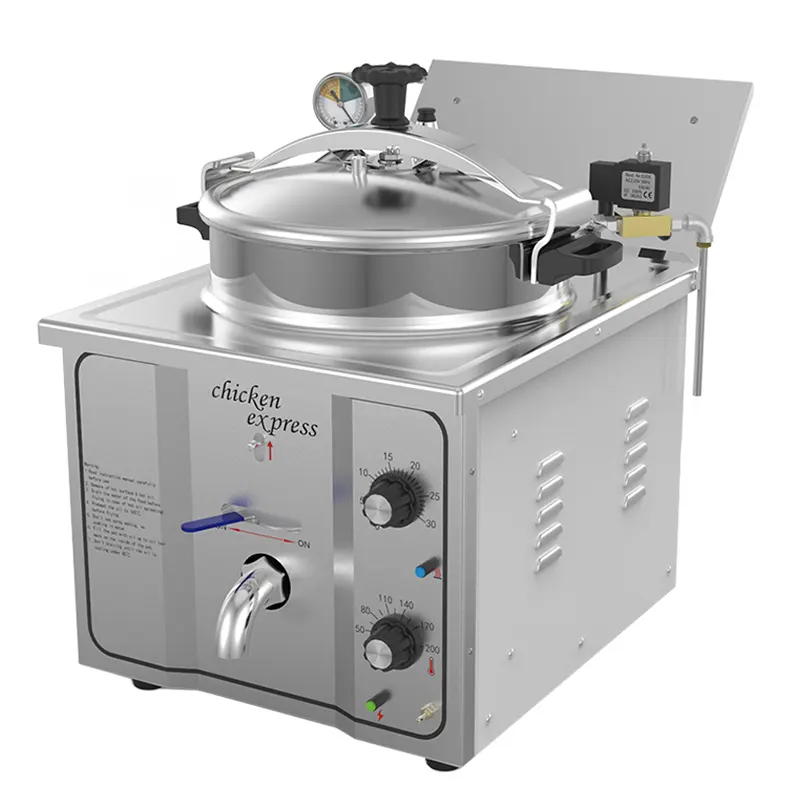 XEOLEO commerciale 16L friggitrice automatica a pressione 3000W elettrica per pollo espresso friggitrice in acciaio inossidabile