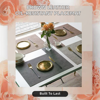 Set de table en cuir marron moderne, résistant à l'huile et écologique, pour une décoration élégante de la maison