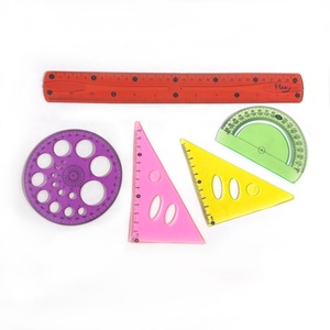 Nuevos Productos, Juego de Reglas de Geometría de Plástico Transparente Flexible y Resistente a los Golpes de 12 Pulgadas, Multicolor, 5 Piezas, Juego de Reglas Suaves de 5 Piezas - Product Image 3