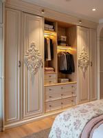 Meubles de chambre à coucher au design moderne et luxueux, dressing sur mesure, armoire en bois