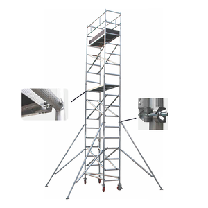 Système d'échafaudage vertical en alliage d'aluminium 12M, conception à verrouillage rapide sans outil pour les entrepreneurs en rénovation de bâtiments - Product Image 1