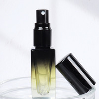 Botol parfum gradien kaca semitransparan perjalanan Mini 5ml dengan pompa wadah minyak esensial penyemprot Hitam Aluminium dan tutup