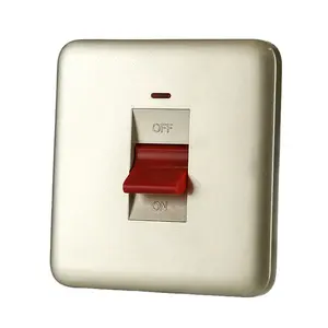 Panneau en plastique standard britannique mur électrique maison double clic 1 groupe 45A interrupteur avec indicateur LED pour grossiste