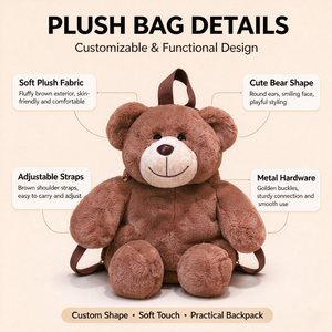 Crea il Tuo Peluche Personalizzato OEM ODM, Produttore <span class=keywords><strong>di</strong></span> Animali <span class=keywords><strong>di</strong></span> Peluche su Misura, Trasforma <span class=keywords><strong>Disegni</strong></span> in Peluche, Zaino in Peluche, Basso MOQ - Product Image 2