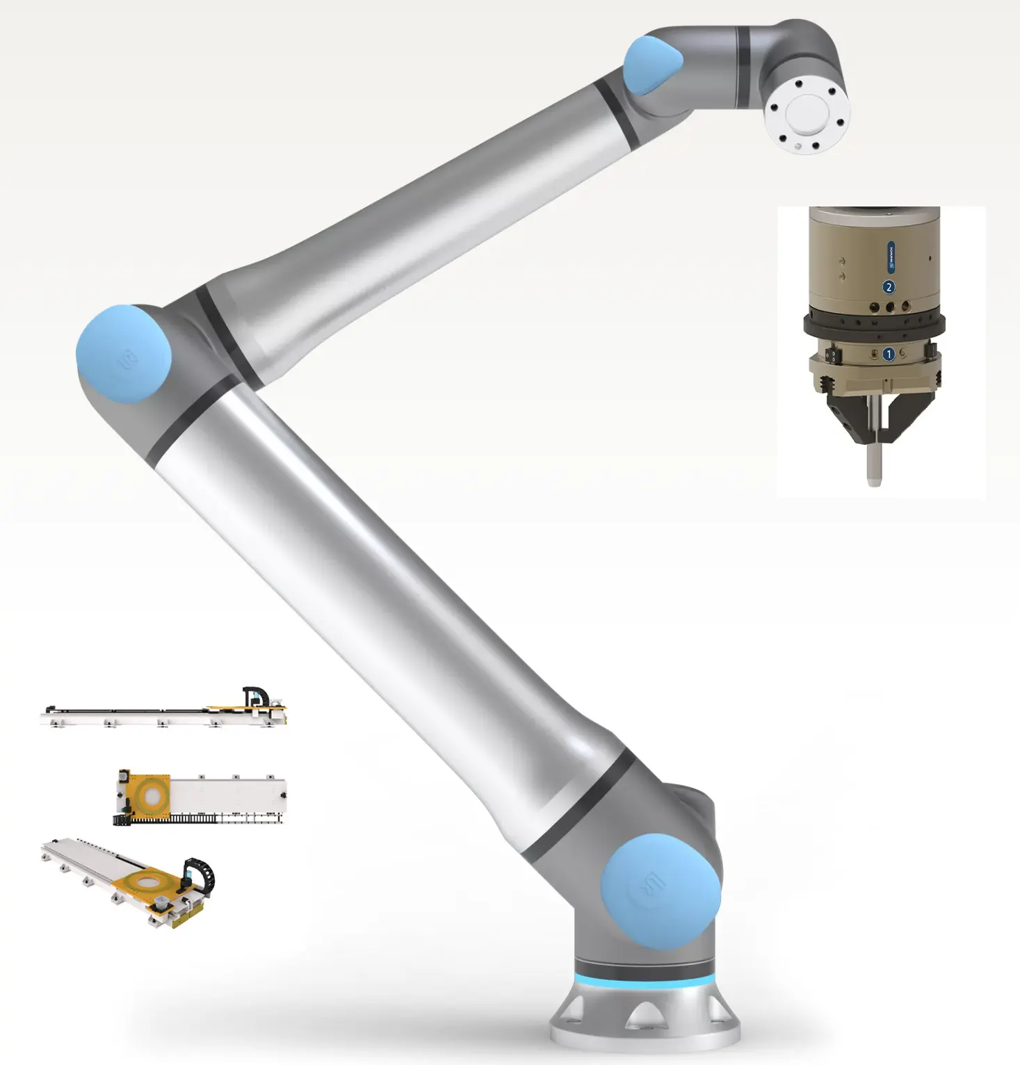 UR 20 Cobot Robot con SCHUNK Piezas de Pinza, Accesorio Extremo Efector para Agarre en Planta de Almacén