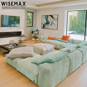 Wisemax sofás de mobiliário, sofás de decoração para sala de estar, sofás de tecido modular com penas