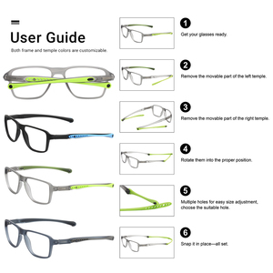 Trọng lượng nhẹ cổ điển tùy chỉnh đầy màu sắc phong cách thể thao đền hình chữ nhật TR90 khung quang học - Product Image 3