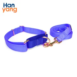 Hanyang OEM Custom poliestere nylon pet dog collare guinzaglio set stampa personalizzata Training Nylon fibbia regolabile collare per cani guinzaglio Set