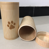 Urna Moderna para Mascotas de Bambú Ecológica, Contenedor Impermeable y Duradero para Cenizas de Perros/Gatos