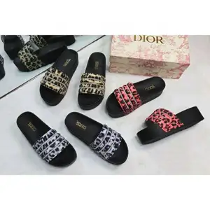 STK88S1-2 Sandals Women High Heel <strong>Leopard</strong> Grain Shining Diamond Outdoor Luxury Fashion <strong>slippers</strong> Thick Sole PVC Lady Slides - Product Image 1