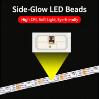Bande LED 12V à émission latérale, largeur 5mm, pleine couleur, WS2812B, puce 5050, flexible, adressable, programmable, alimentée par USB, en ABS