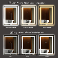 Espejo de Baño Rectangular Moderno Personalizado para Hotel, Marco de Aleación de Aluminio, Cristal sin Marco, Antivaho, Luz LED, Clasificación IP66, Táctil Inteligente