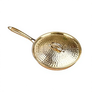 Hammered Brass Fry <b>Pan</b> With <b>Lid</b> Gold Finished For Home Kitchen Cookware Stovetop Cooking <b>Pan</b> Durable <b>Frying</b> <b>Pans</b> - Product Image 1