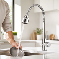 Robinet de cuisine moderne en nickel brossé avec douchette extractible, monocommande, col de cygne, en acier inoxydable
