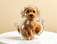 Boîte de rangement en plastique transparente en forme de chiot pour ranger les poils d'animaux