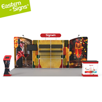 Stand d'exposition portable avec logo personnalisé, mur de fond en alliage d'aluminium, montage facile pour salons professionnels et expositions