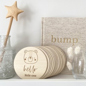 Style nordique Ins Folk Art en bois bébé carte mensuelle dessin animé Animal <span class=keywords><strong>disque</strong></span> commémoratif jalon pour la croissance bébé Photo - Product Image 3