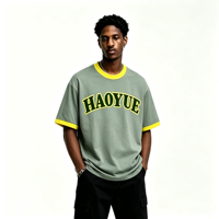 T-shirt Homme Col Rond Imprimé DTF Personnalisé Effet Contrastant Coupe Oversize Streetwear Été Logo Personnalisé Vente en Gros