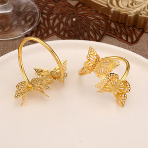 Anneau de serviette double papillon Décoration de table de mariage Fermoir de serviette en métal - Product Image 4