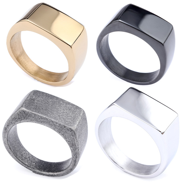 Minimalist Stainless Steel Ring Geometric Rectangular Mirror Finish Custom logo Instagram Style Jewelry Wholesale