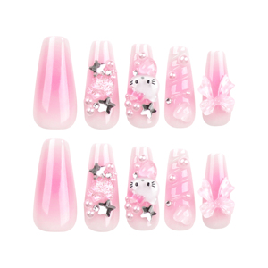 <span class=keywords><strong>Faux</strong></span> Ongles avec Design 3D, Mélange de Cristaux, Ongles à Presser avec Diamants, Résine Rose <span class=keywords><strong>Kawaii</strong></span> Dessin Animé, Décoration d'Ongles 2023 - Product Image 5