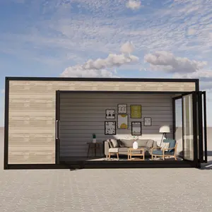 20ft/40ft wooden container office put in yard/garden/park with insulation decoration with folding door