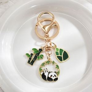 Porte-clés Panda Style Chinois - Breloque Mignonne en Bambou et Alliage Métallique, Pendentif de Sac d'Inspiration Asiatique, Accessoire Cadeau en Gros - Product Image 2
