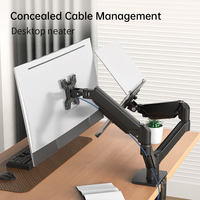Support double appareil KHCOOHOO Noir pour écrans d'ordinateur portable 17 pouces et moniteur 32 pouces, 10 kg par bras, rotation à 360°, acier, hauteur réglable