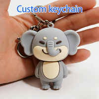 Llavero de Elefante con Diseño Personalizado de Fábrica en PVC, Duradero, 2D/3D, Suave, Moderno, Recuerdo Promocional, Impreso por Transferencia Térmica