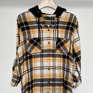 <span class=keywords><strong>Lot</strong></span> de vêtements pour femmes 100% coton à capuche à carreaux chemise à <span class=keywords><strong>manches</strong></span> <span class=keywords><strong>longues</strong></span> dames à carreaux - Product Image 5