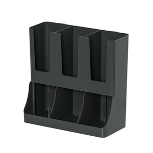 Boîte de rangement pour dosettes de café, organisateur mural noir à 2 niveaux pour l'organisation de bureau d'un café, avec support pour couvercles de tasses et pailles - Product Image 2