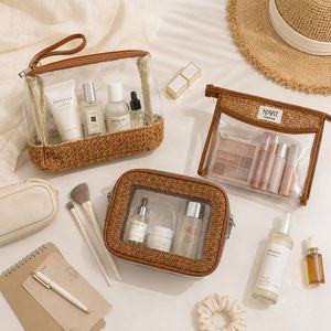 Wholesale <b>Transparent</b> PVC Jute <b>Makeup</b> <b>Bag</b> Custom Logo Travel Cosmetic Organizer Pouch with Zipper Factory Direct Supply - Product Image 6