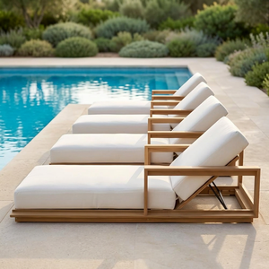 Chaise longue de piscine moderne d'extérieur avec coussin, lit de repos imperméable en aluminium pour villa, jardin, hôtel - Product Image 3