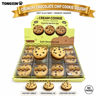 Lot de jouets Squishies TONGXIN en pâte à modeler, motif cookie aux pépites de chocolat, croustillants, anti-stress, vente en gros