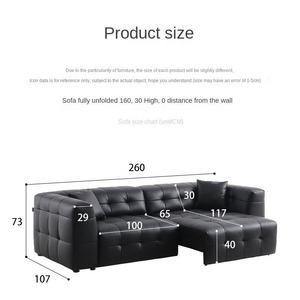 <span class=keywords><strong>Canapé</strong></span> d'angle minimaliste en <span class=keywords><strong>cuir</strong></span> noir en forme de L, design capitonné avec chaise longue, <span class=keywords><strong>canapé</strong></span>-lit moderne de luxe en <span class=keywords><strong>cuir</strong></span> avec télécommande - Product Image 4