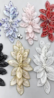 Nouveauté populaire : Appliques en feuilles de corsage, pétales, cristaux, strass 3D, travail sur fil, grandes fleurs en organza pour vêtements, chaussures, mariages