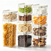 Recipientes Herméticos para Almacenamiento de Alimentos, Modulares, Transparentes, Apilables, con Tapa de Bloqueo, Frascos Herméticos Libres de BPA, Organizador de Granos y Pasta para Despensa