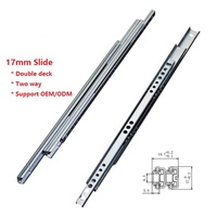 Glissière de tiroir double couche Hifuing 17 mm à roulement à billes, capacité 10 kg, pour meubles et accessoires de quincaillerie