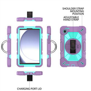 Custodia Ibrida Rinforzata <span class=keywords><strong>a</strong></span> 3 Strati per Tablet <span class=keywords><strong>Samsung</strong></span> Galaxy <span class=keywords><strong>Tab</strong></span> A9/A11 da 8.7 Pollici con Impugnatura, Supporto Girevole e Cinghia Portatile - Product Image 3