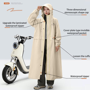 Vente chaude Imperméable Coupe-vent à capuche Longue tenue pour adulte Vêtement de cyclisme Tissu Oxford Imperméable pour le camping Tours Filles - Product Image 2