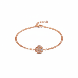 Trendy CZ Stone Four Leaf Clover Design <b>Charm</b> <b>Bracelet</b> Wholesale 925 Sterling <b>Silver</b> Jewelry - Product Image 2