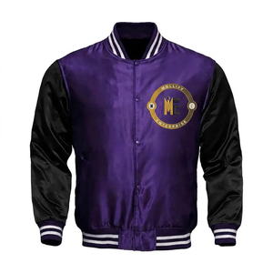 Veste en molleton satiné Mollify Enterprise unisexe, violette et noire, avec logo brodé sur les manches, décontractée, coupe régulière, coupe-vent, style hip-hop, pour l'automne - Product Image 1