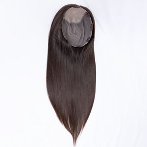 Topper en dentelle complète 10x10 po avec base en soie 4x4 po, cheveux vierges bruts 18 po, densité 130 %, lisses et soyeux, pour femmes chauves aux cheveux fins, en stock - Product Image 4