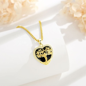 จี้ห้อยคอรูปต้นไม้แห่งชีวิตชุบทอง 18K พร้อมออบซิเดียนและเพทาย  สำหรับคุณแม่และลูก  ป้องกันพลังงานลบ - Product Image 3