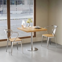 Ensemble table et chaises de salle à manger en bois massif, style bois naturel, éco-responsable et durable, pour restaurant, snack-bar et maison, idéal pour influenceurs