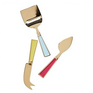 Nuevo estilo Cubiertos Herramientas para queso con mangos coloridos JUEGO DE 3 PCS Nuevo juego de queso de metal para queso Nuevo juego de cubiertos de metal - Product Image 1